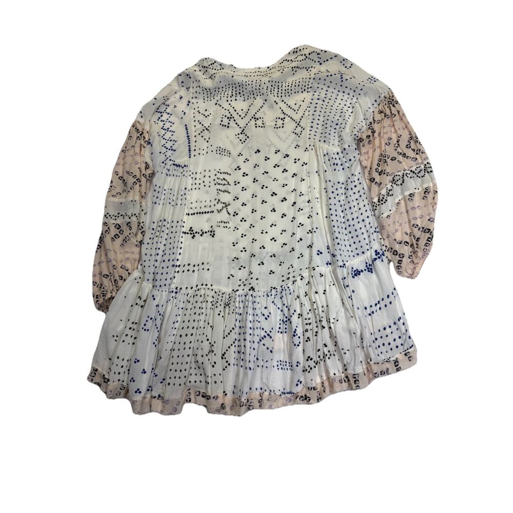 Free People Shibori Tunic Dress Women’s Sz S Long Sleeve Button Front Raw Hem - Picture 4 of 12